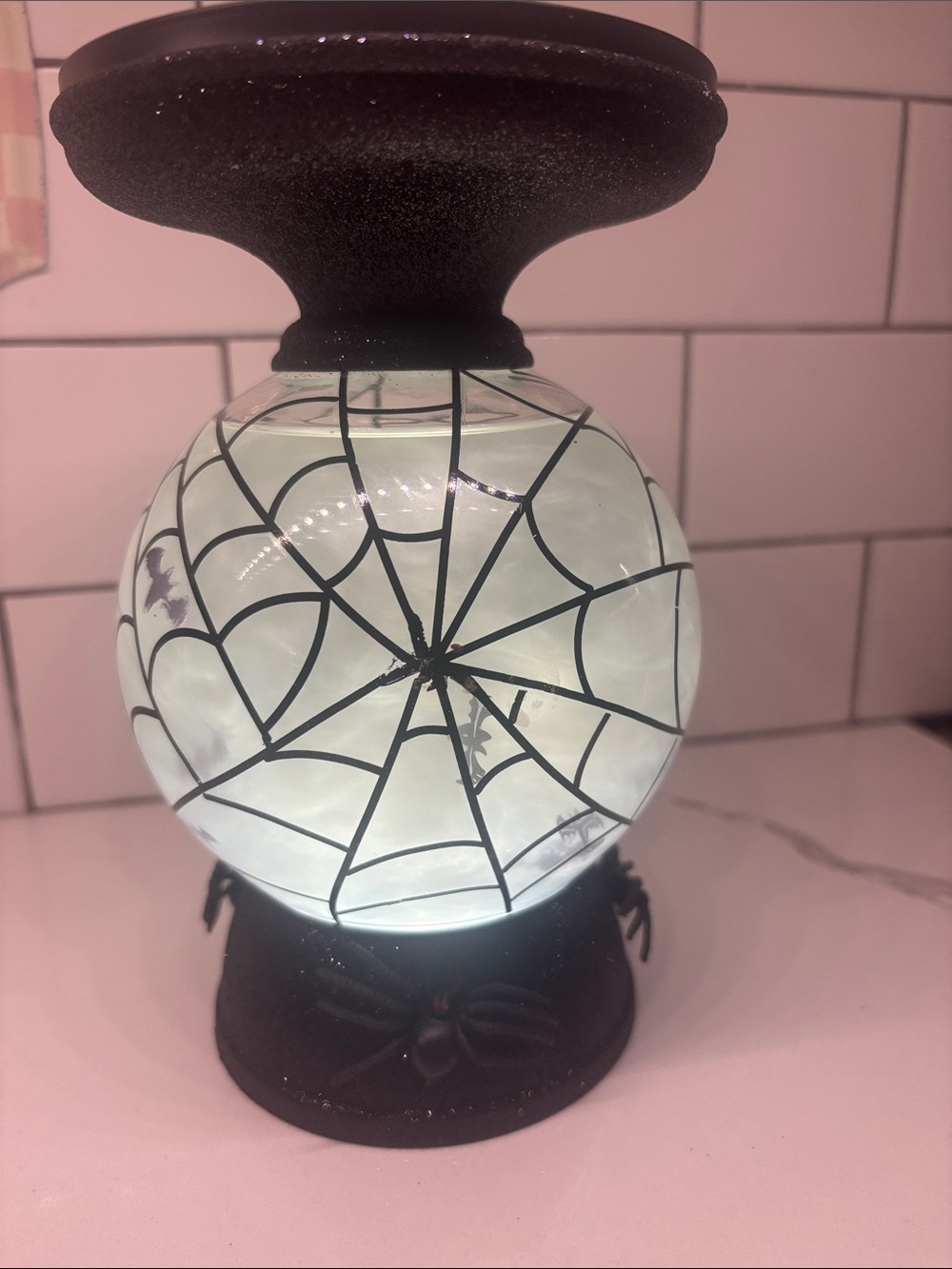 Bath & Body Works 2020 Halloween Bat Water Globe Candle Pedestal Holder - Picture 9 of 11